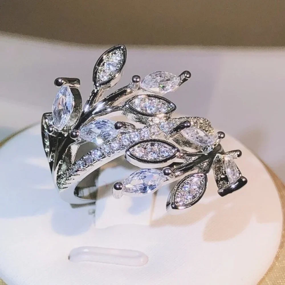 925 Sterling Silver Eternity Promise Crystal Ring Engagement Band Rings Jewelry - Picture 3 of 6